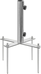 Beach Umbrella Stand Holders Heavy Duty Outdoor Base Umbrella Parasol Base Metal Grass with 4 Forks Spikes (Fit 1.1in-1.5in Pole,Galvanize) for Beach,Sand,Yard,Lawn