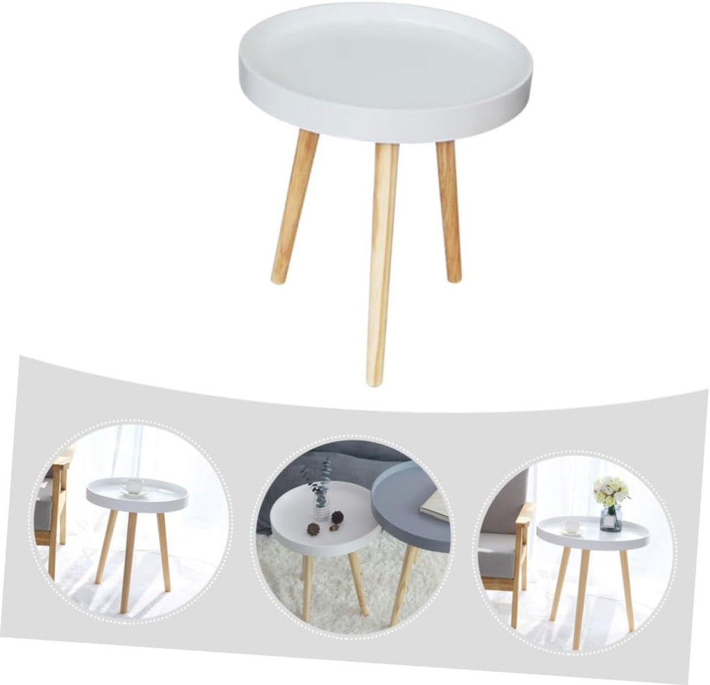 Homoyoyo Nordic Style Small Round Side Table White Mini Sofa End Table for Living Room and Bedroom