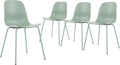 Mid Century Kitchen Chairs Set of 4,Green Plastic Dining Chairs Outdoor Chairs with Metal Legs for Living & Dining Room(4pc,Mint Green)