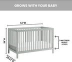 Oxford Baby Essentials Island Full Size 4-in-1 Convertible Baby Crib with Round Spindles, Gray