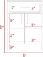 23.6" D*15.9" W*33.5" H Freestanding Storage Cabinet with Dawer & Shelf, Double Door, Natural Wood Top, Rectangular Kitchen Pantry, Modern Minimalist, for Living Room, Dining Room, White