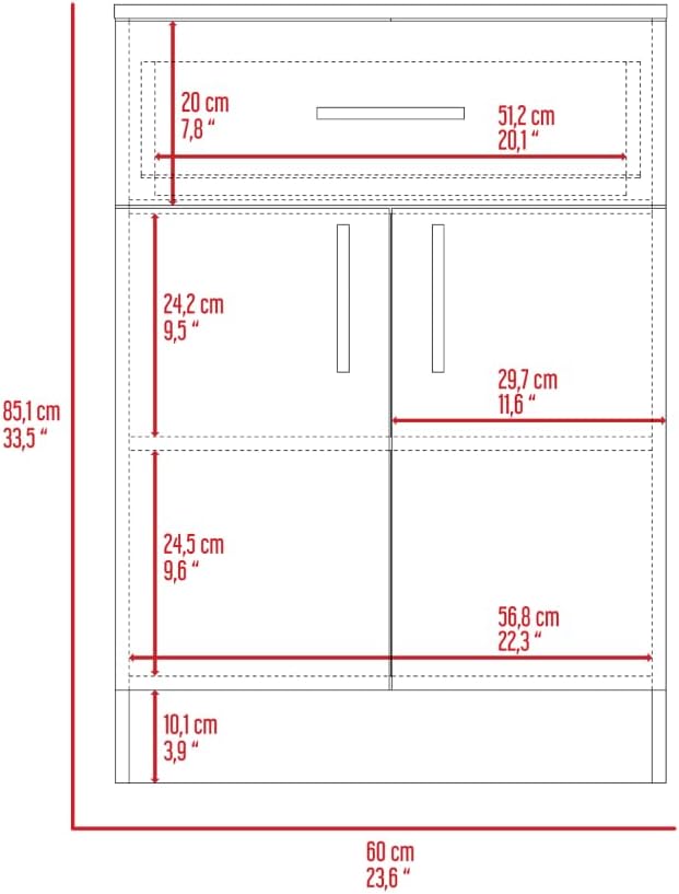 33" H Kitchen Pantry, Storage Cabinet with 1 Drawer, 2 Interior Shelves, 2 Doors, Easy to Maintain, for Dining Room