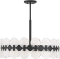 Savoy House 1-3720-6-89 Boca Modern Vintage Strie Piastra Drum Chandelier, 6-Light 360 Total Watts, 18" H x 28" W, Matte Black
