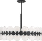 Savoy House 1-3720-6-89 Boca Modern Vintage Strie Piastra Drum Chandelier, 6-Light 360 Total Watts, 18" H x 28" W, Matte Black