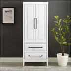 HomeStock White Kitchen Pantry - Freestanding Storage Cabinet with Shelves - 92.4" W x 14" D x 60" H