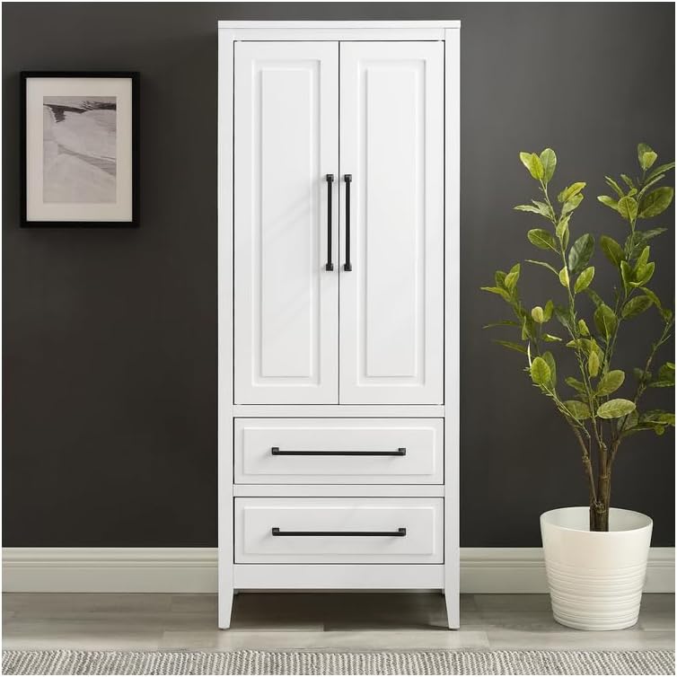 HomeStock White Kitchen Pantry - Freestanding Storage Cabinet with Shelves - 92.4" W x 14" D x 60" H