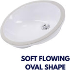 Nantucket Sinks GB-17x14-W Undermount Bathroom Sink – 17"x14" Oval White Bowl Bath Vanity Sink, Glazed Bottom for Open Console, w Overflow – Ceramic, High Gloss, Stain & Scratch Resistant