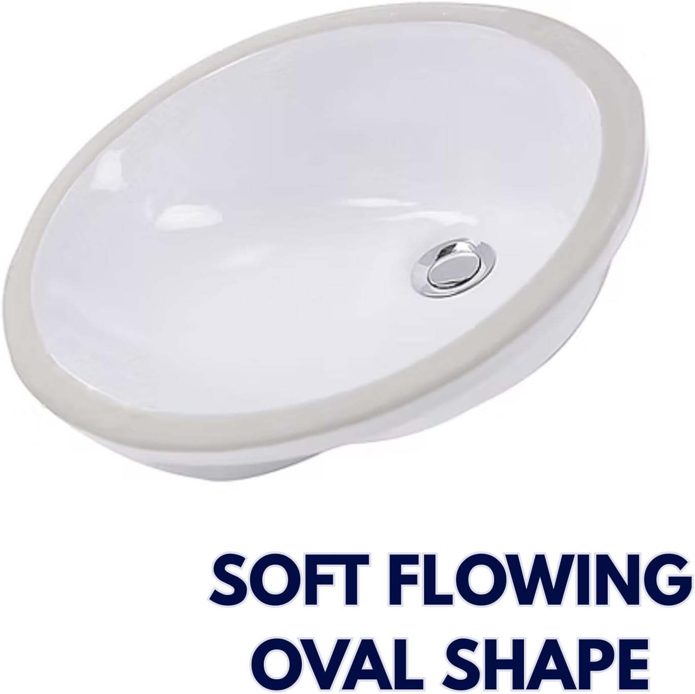 Nantucket Sinks GB-17x14-W Undermount Bathroom Sink – 17"x14" Oval White Bowl Bath Vanity Sink, Glazed Bottom for Open Console, w Overflow – Ceramic, High Gloss, Stain & Scratch Resistant