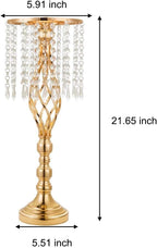 6 pcs 21.65 Inch Wedding Gold Flower Centerpieces Crystal Metal Flower Vase Wedding Centerpieces for Tables Decorations
