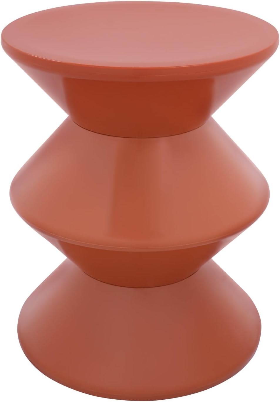 17.7 inch Modern Round Side Table Creative Round End Table, Pedestal Circle Accent Tables Geometric Coffee Table Hourglass Shaped Sofa Stool for Living Room Bedroom Office Apartment Yards, Orange