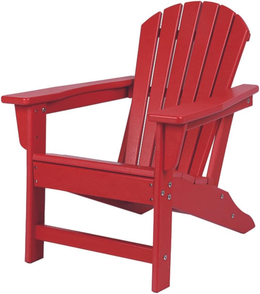NewTechWood Child Adirondack Patio Chair Weather Resistant, Easy Installation, Widely Used in Outdoor, Fire Pit, Deck, Lawn, Outside, Garden Chairs (Ruby Red)