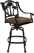Palm Tree Cast Aluminum Powder Coated Barstool - Set of 6 - Antique Bronze Y
