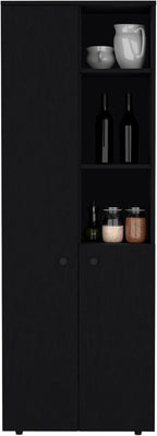 Riner 67" Slim Pantry Cabinet, 5-Tier Storage Shelves with Doors for Kitchen Organization, Black