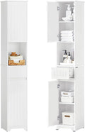 SoBuy Narrow Bathroom Storage Cabinet, Tall Slim Bathroom Organizers and Storage for Small Spaces, Freestanding Skinny Cabinet with Doors and Shelves for Tight Corners, White BZR109-W