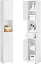 SoBuy Narrow Bathroom Storage Cabinet, Tall Slim Bathroom Organizers and Storage for Small Spaces, Freestanding Skinny Cabinet with Doors and Shelves for Tight Corners, White BZR109-W