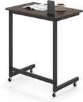 GOFLAME Rolling C Shaped End Table, Couch Sofa Side Table with Wheels, Phone Slot, Industrial TV Tray Bedside Tables, Compact Nightstand for Living Room, Bedroom, Home Office, Rustic Brown (1)