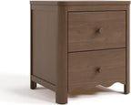 Storkcraft Casablanca 2 Drawer Nightstand, Hazelnut | GREENGUARD Gold Certified, Storage for Kids Bedroom, Premium Wood Nightstand with Iconic Wave Detailing and Rounded Posts