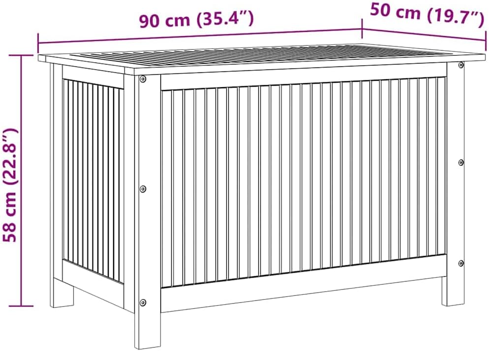 Patio Storage Box Solid Wood Acacia 35.4"x19.7"x22.8" Weather Resistant Deck Garden Bench Chest with Bag for Backyard Porch Yard Outdoor Seating