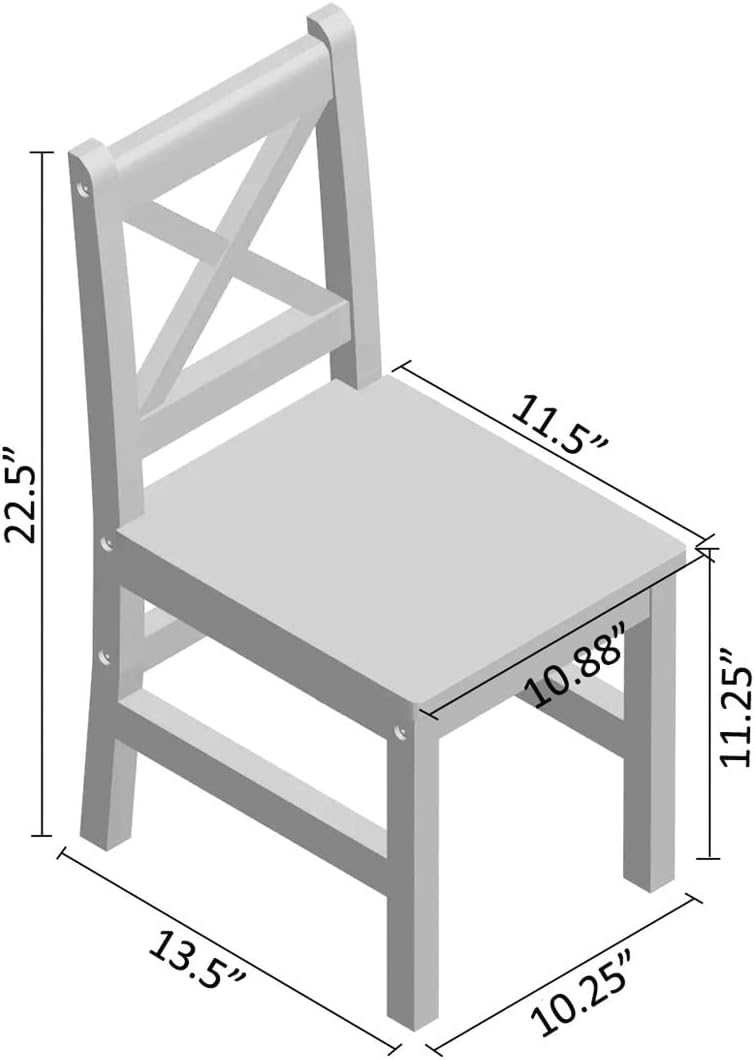 eHemco Solid Hard Wood Kids Table and Chair Set, Coffee, 5 Piece | 4 Chairs Included, Rubberwood