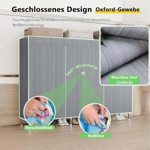 Canvas Wardrobe Multifunctional Wardrobes for Bedroom Portable Wardrobe Shelves Wardrobe Storage Organiser Fabric Wardrobes with Hanging Rails Fabric Closet Folding Wardrobe