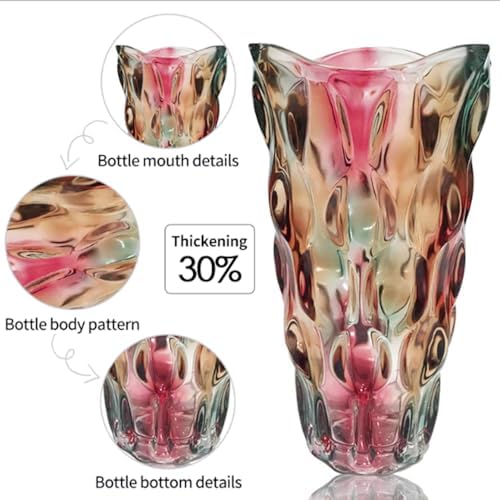Heavy Flower Glass Vase Thickened 3.5lb 9.5inch Sparkle vase Bohemian Style, for Centerpieces,Kitchen,Office, Wedding,Perfect Home Decor Glass Vase (Purple Light)