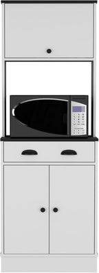 Pantry Cabinet Microwave Stand Warden, Kitchen, White/Black