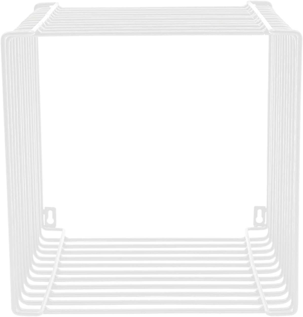 Square Geometry Retro Side Table, 11.8in Iron Multi-Purpose Side Table Square Cage End Tables Industrial Night Stand for Living Room Bedroom, Load Capacity 264.55lb (White, 11.8×11.8×11.8in)