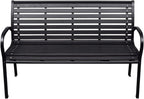 Garden Bench Black WPC (Wood Plastic Composite), Steel 116 cm Wide,The Ultimate Durable Garden Bench for Outdoor Comfort Patio Furniture