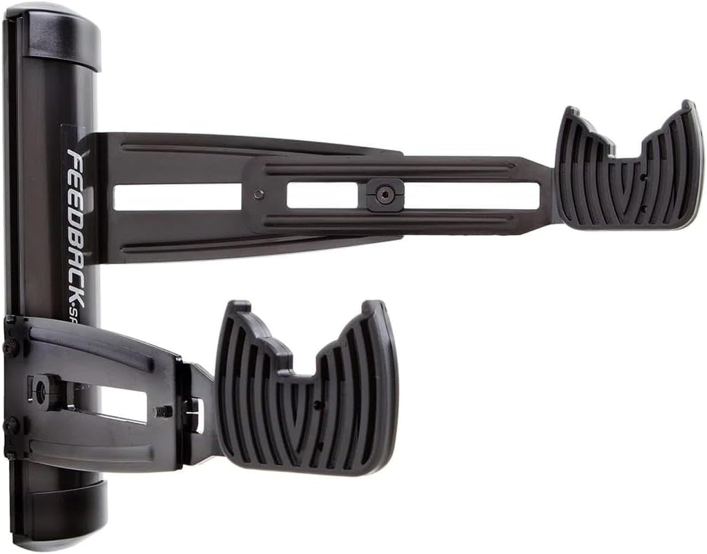 Feedback Sports | Velo Wall Rack 2D Bike Storage | Bicycle Hangar Mount W/Adjustable Arms | Road, Gravel, Mountain Bike Compatible | For Garage, Apartment, Shed | Black