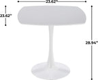 24" Square Dining Table for 2-3, Modern Pedestal Table with White Wood Board Top, Compact Kitchen Bistro Cafe Table for Apartment, Living Room, Office