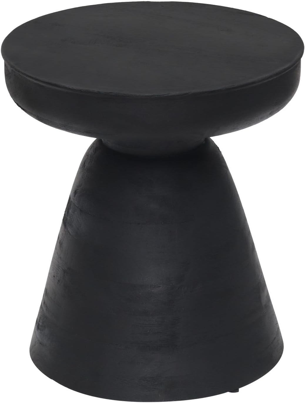 HomeStock Mango Wood Side Table - Modern Accent Stool - Black Finish Furniture