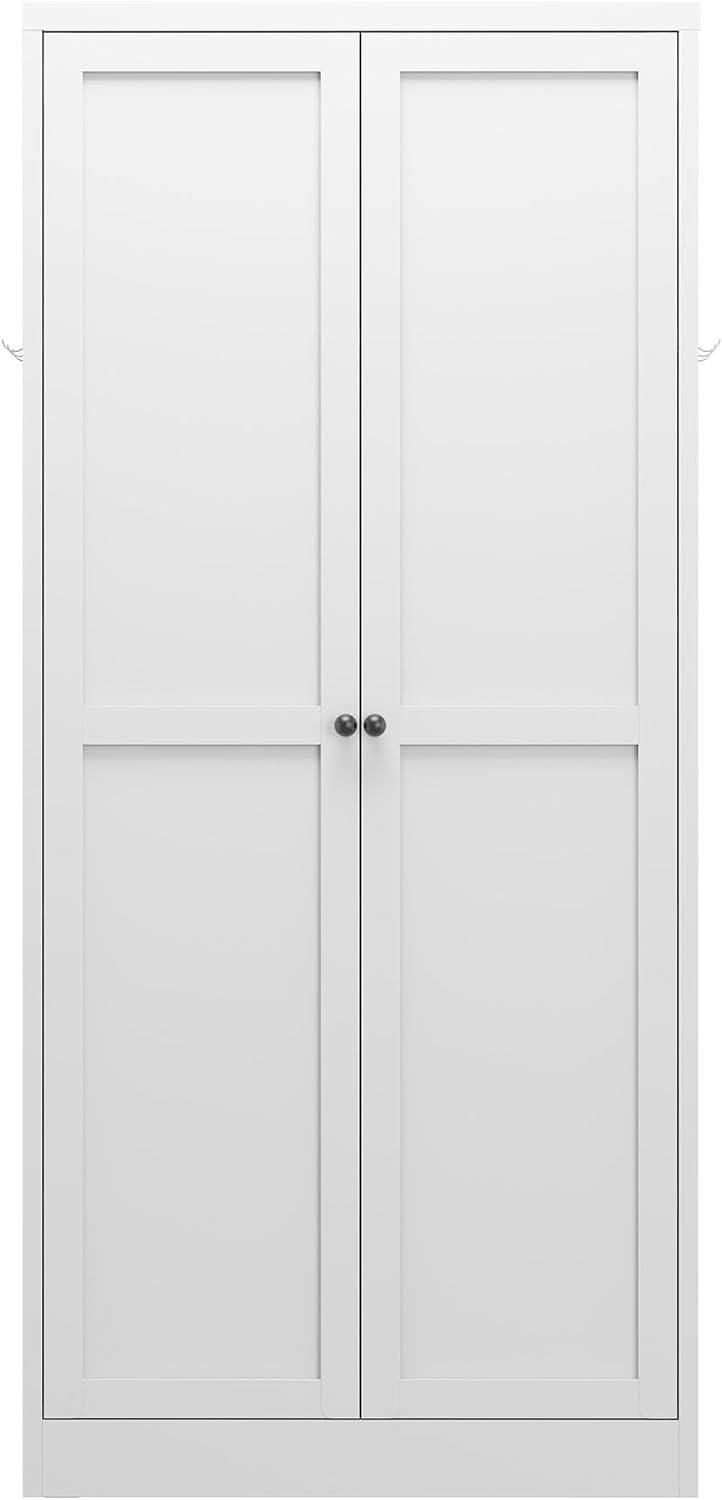 Metal Kitchen Pantry Cabinet - 61" Tall Sideboard Storage Bookcase with 2 Doors & 4 Adjustable Shelves, White Cupboard Storage Hutch Cabinet for Kitchen/Pantry/Bathroom