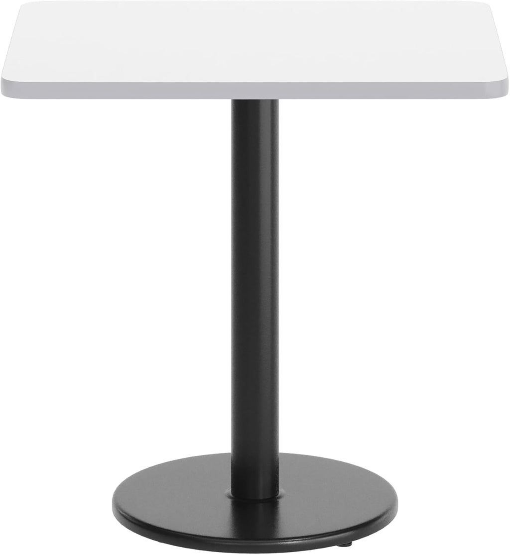 Flash Furniture Graniss 24'' x 30'' Rectangular White Laminate Table Top with 18'' Round Table Height Base