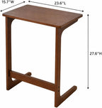 C-Shaped Side Table for Couch, Solid Wood End Table, Wooden C Table for Sofa, Couch Side Table for Laptop, Small End Table for Living Room, Bedroom, Walnut, 23.6 x 15.7 x 27.6 in