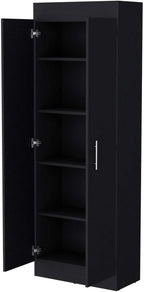 Black 5-Shelf Storage Pantry Cabinet