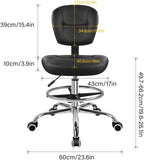 WKWKER Drafting Chair with Back Footrest Adjustable Office Chair (Black) | adjustable desk chair, drafting stool with backrest, counter task chair, suitable for Lab Kitchen salon bar counter workbench