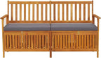 Outdoor Storage Bench with Cushion 58.3 inch Solid Acacia Wood Patio Furniture for Entryway Garden Deck Porch Seating and Organization Dark Gray