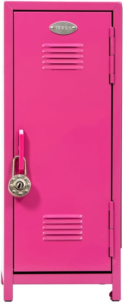 Schylling Girls Talk Pink Mini Locker - 11.25" Decorative Metal Storage Locker with 17 Mix-and-Match Magnets, Lock, and Keys - Ages 4-12