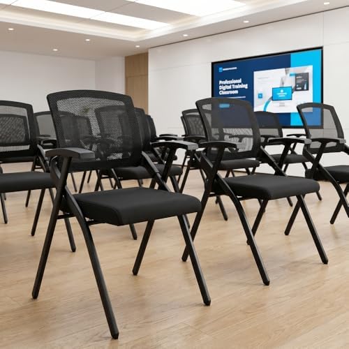 Folding Office Chair Mesh-Back – Stackable & Foldable for Space Efficiency: Ideal for Conferences, Guest Reception, Training & Classrooms,Basic Model,10