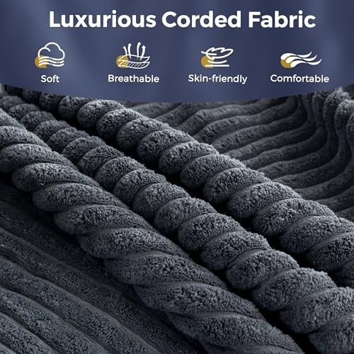 MAXYOYO Bean Bag Bed, Giant Bean Bag Chair for Adults, 2-Person with Pillow | 2-in-1 Adult Bean Bag Chair, Convertible Floor Bed with Shredded Foam Filling and Removable Cover for Easy Care, Dark Grey