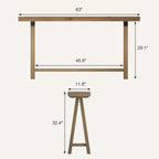 HOKYHOKY Solid Wood Console Tables - 63" Pinewood Farmhouse Rustic Hallway Table, Foyer Tables Living Room, Solid Firwood Sofa Table for Entryway, Brown