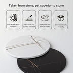 Small Round Marble Sofa Side Table, Creative Mini Leisure Accent End Table, Stone Countertop and Metal Base, Rounded Corners, for Living Room, Bedroom, Indoor(Black B,40 * 55CM/15.7 * 21.7IN)
