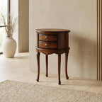 Starlight Canyon Home Oval Side Table with Storage Drawers, Traditional Cherry End Table with Rubberwood and Poplar Frame Construction