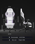 AutoFull C3 Gaming Chair, Ergonomic Wingless Cushion Computer Chair,PU Leather Racing Style Office Chair with Lumbar Support Pillow and Footrest,White
