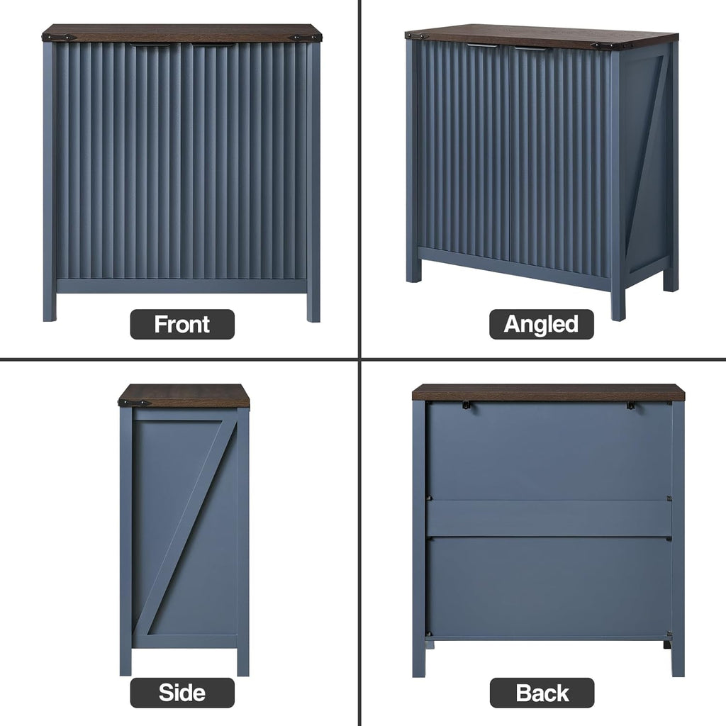 BuildHom 32" Sideboard Buffet Cabinet with Storage, Fluted Accent Storage Cabinet with 2 Doors, Modern Accent Coffee Bar Console Table for Kitchen, Entryway, Navy Blue