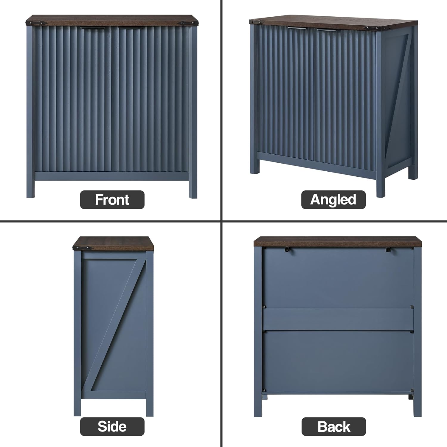 BuildHom 32" Sideboard Buffet Cabinet with Storage, Fluted Accent Storage Cabinet with 2 Doors, Modern Accent Coffee Bar Console Table for Kitchen, Entryway, Navy Blue