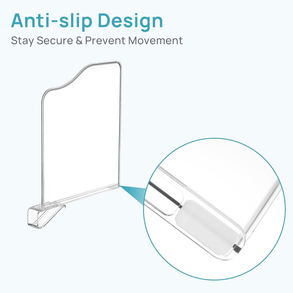 Vtopmart 12 Pack 12in Height Shelf Dividers for Closet Organization, Clear Plastic Closet Shelf Dividers of Upgrade 12in for Maximizing Vertical Space Storage, Organizing Sweater, Jeans, Shirts, Bags