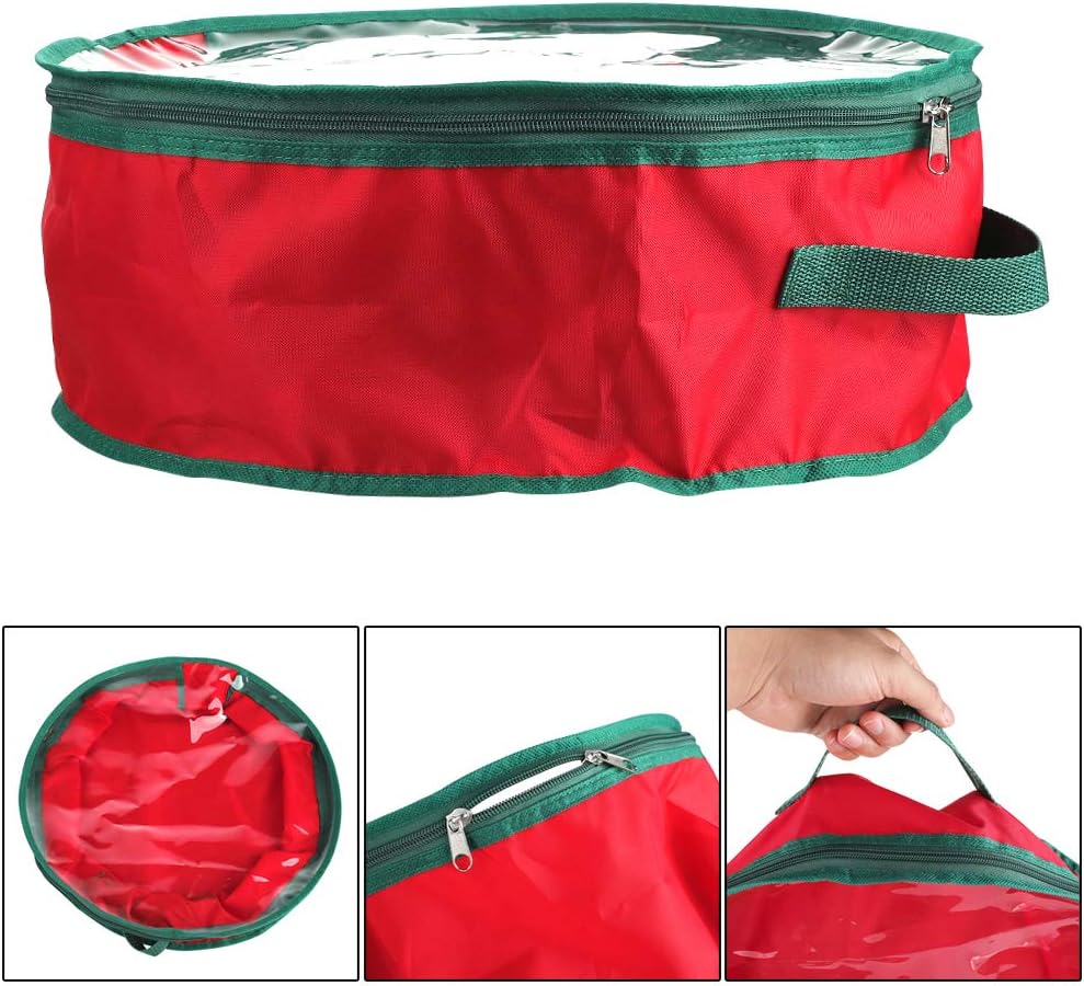 TITA-DONG 1Pcs Christmas Wreath Storage Bag,Portable Artificial Wreaths Organizer Container with Dual Zippered Transparent Window & Handles 20 Inch (16inch/1pcs)