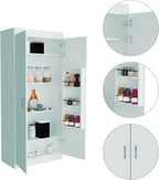 Pantry Double Door Cabinet, Storage Locker with Five Shelves,Three Interior Door Shelves,for Kitchen Home