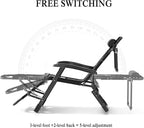 Padded Lounge Chair Wider Armrest Adjustable Portable Recliner with Head Support Bar Support 150KG Progress